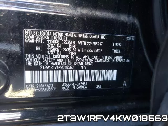 2T3W1RFV4KW018563 фото 2