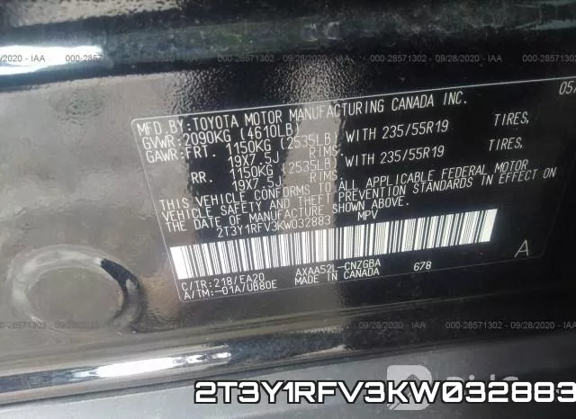 2T3Y1RFV3KW032883 фото 10