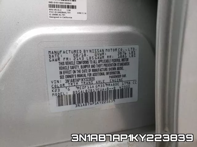 3N1AB7AP1KY223839 фото 2