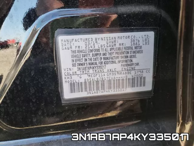 3N1AB7AP4KY335017 фото 2