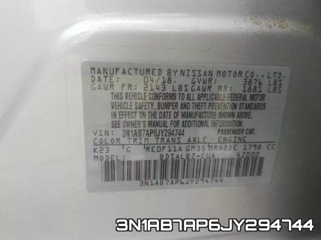 3N1AB7AP6JY294744 фото 2