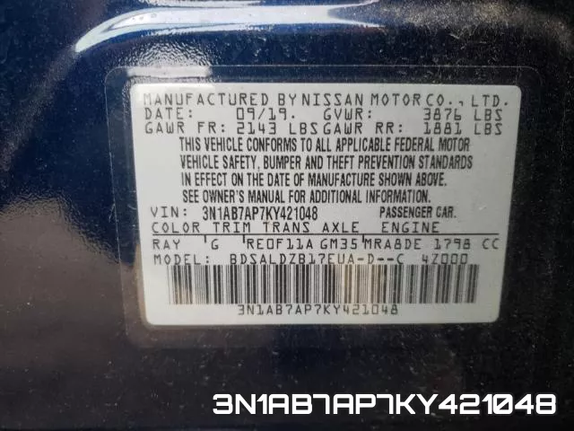 3N1AB7AP7KY421048 фото 2
