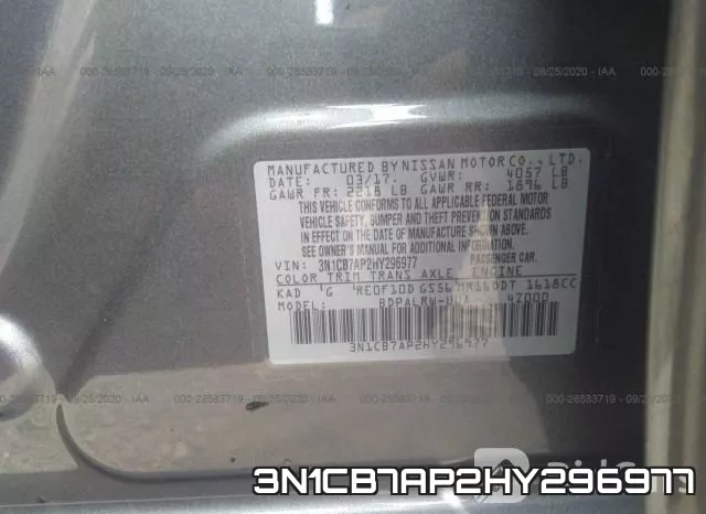 3N1CB7AP2HY296977 фото 8