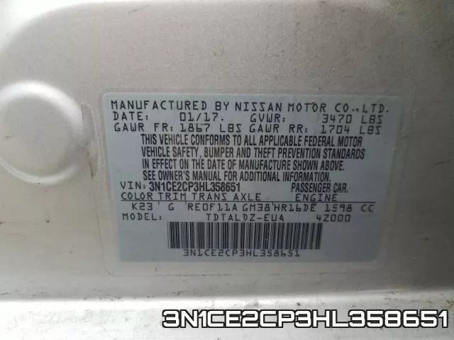 3N1CE2CP3HL358651 фото 2