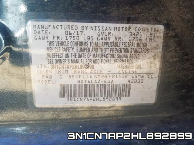 3N1CN7AP2HL892899 фото 2
