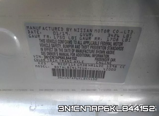 3N1CN7AP6KL844152 фото 9