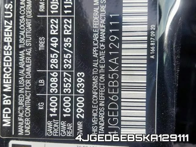 4JGED6EB5KA129111 фото 2