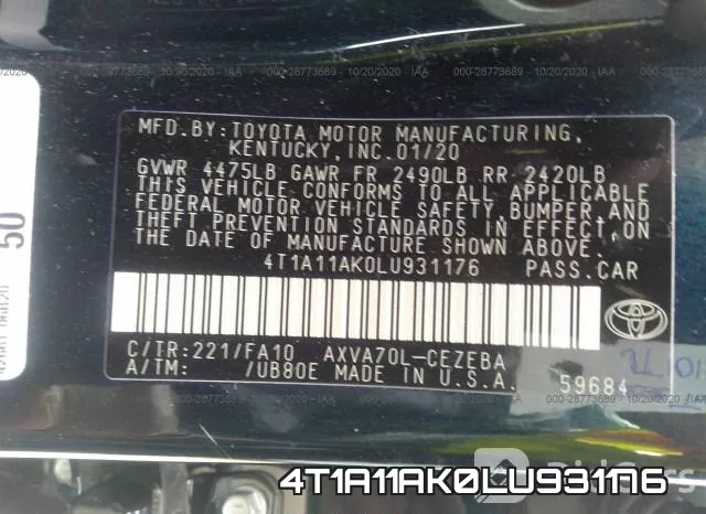 4T1A11AK0LU931176 фото 10