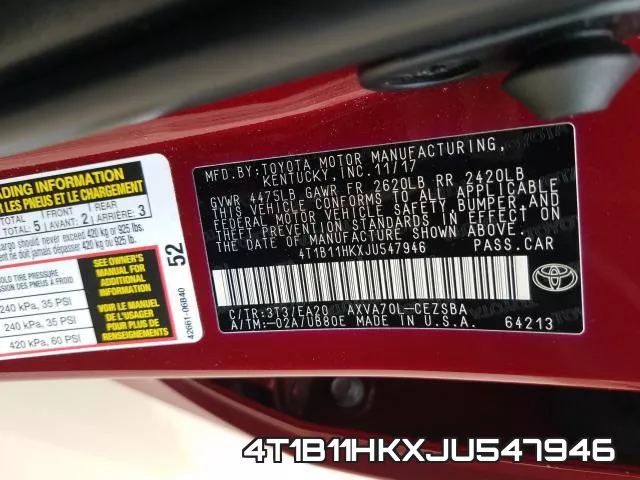 4T1B11HKXJU547946 фото 2