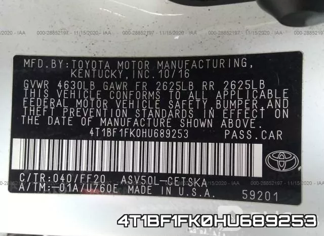 4T1BF1FK0HU689253 фото 9