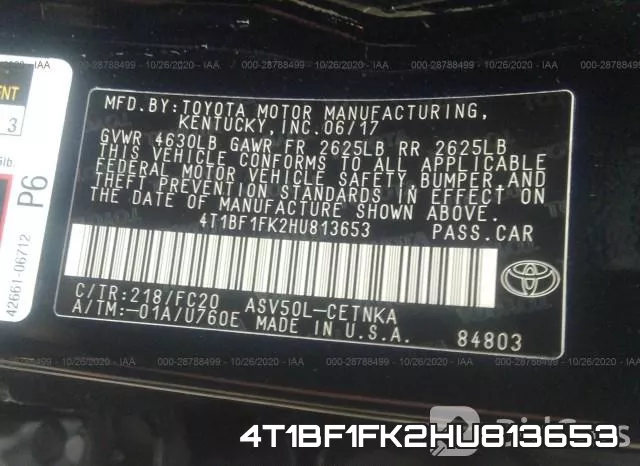 4T1BF1FK2HU813653 фото 10