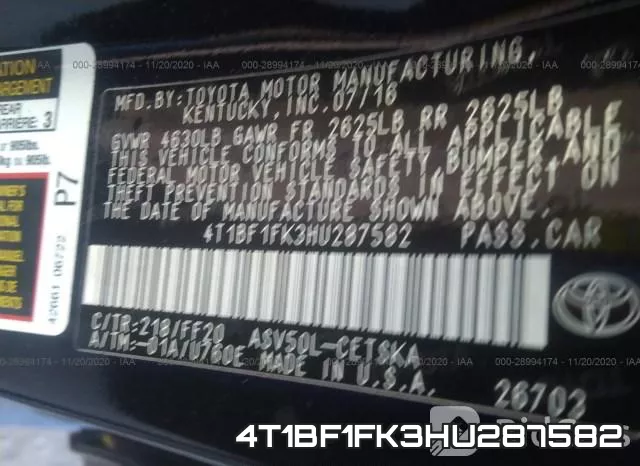 4T1BF1FK3HU287582 фото 10