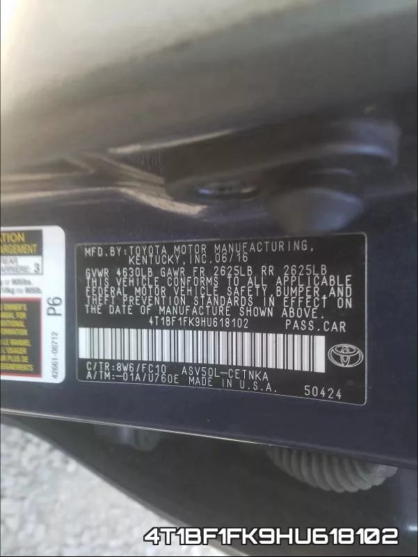 4T1BF1FK9HU618102 фото 2
