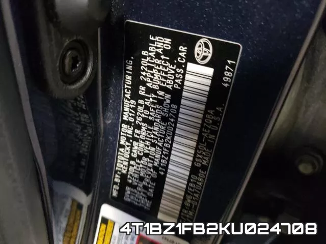 4T1BZ1FB2KU024708 фото 2