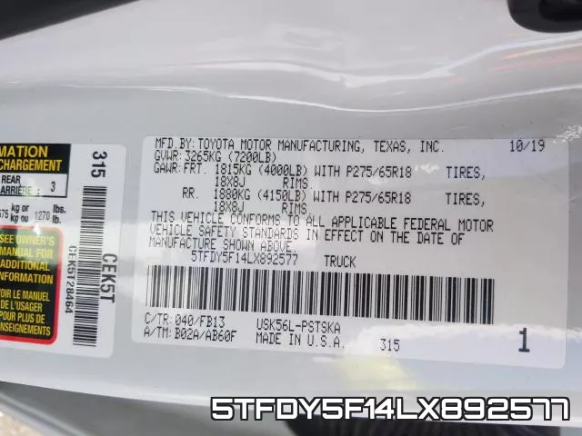 5TFDY5F14LX892577 фото 2