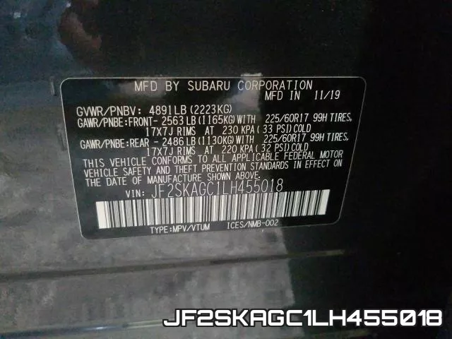 JF2SKAGC1LH455018 фото 2