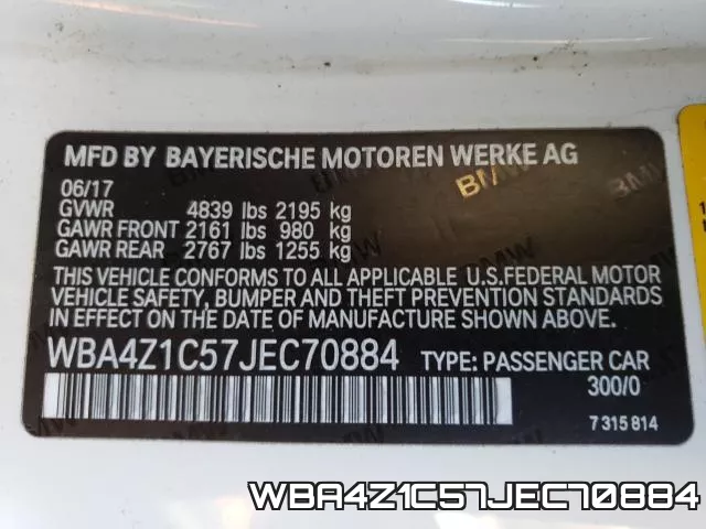 WBA4Z1C57JEC70884 фото 2