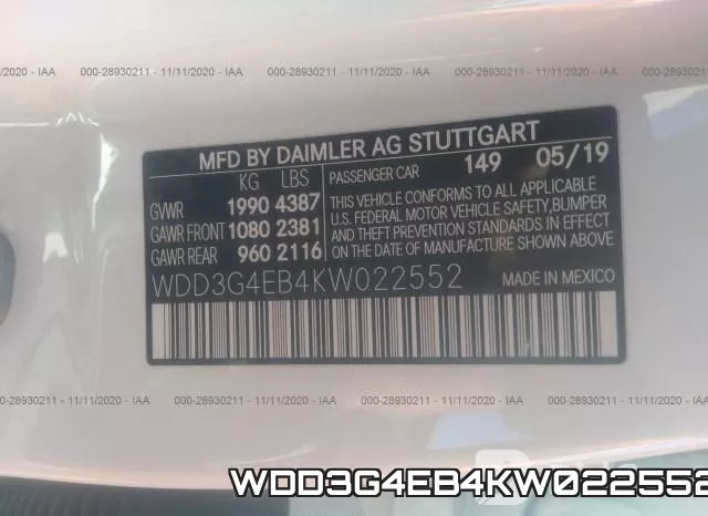 WDD3G4EB4KW022552 фото 10