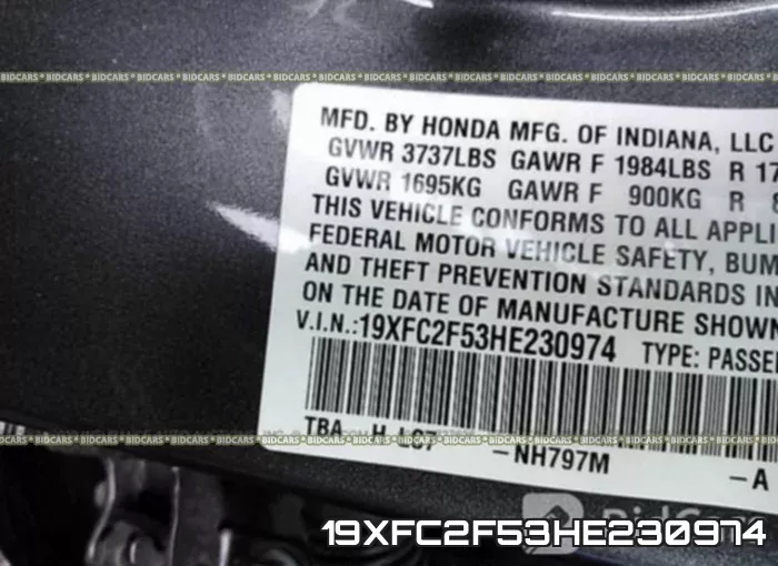 19XFC2F53HE230974 фото 10