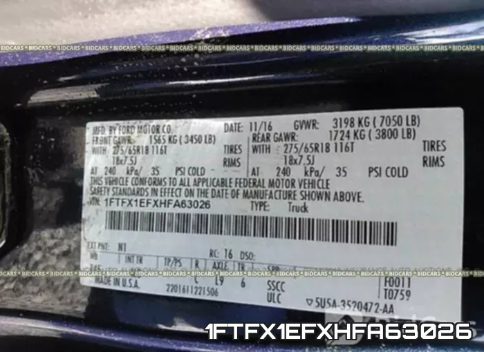 1FTFX1EFXHFA63026 фото 10