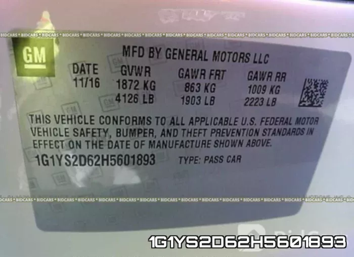 1G1YS2D62H5601893 фото 10
