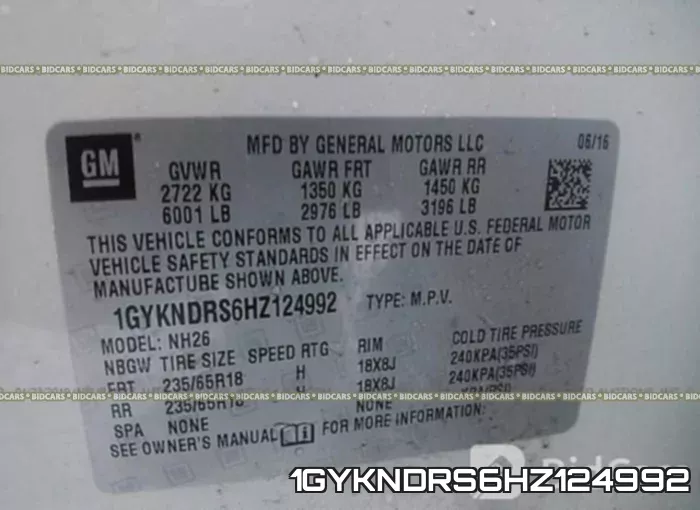 1GYKNDRS6HZ124992 фото 10