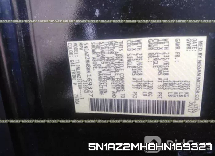 5N1AZ2MH8HN169327 фото 10