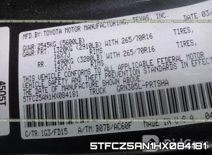 5TFCZ5AN1HX084181 фото 10