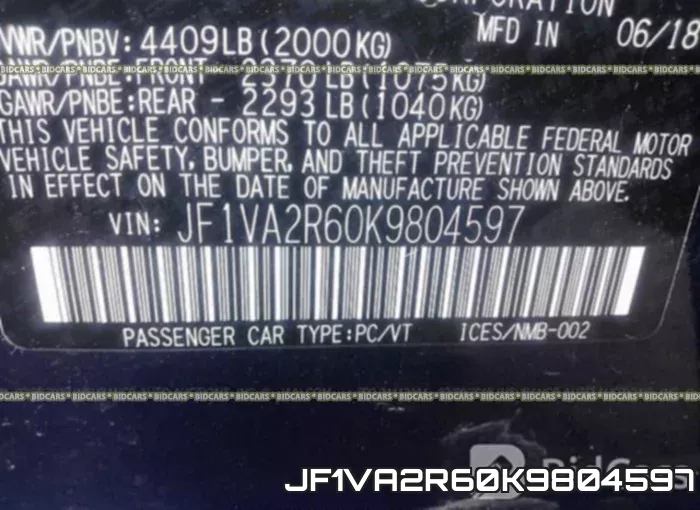 JF1VA2R60K9804597 фото 10