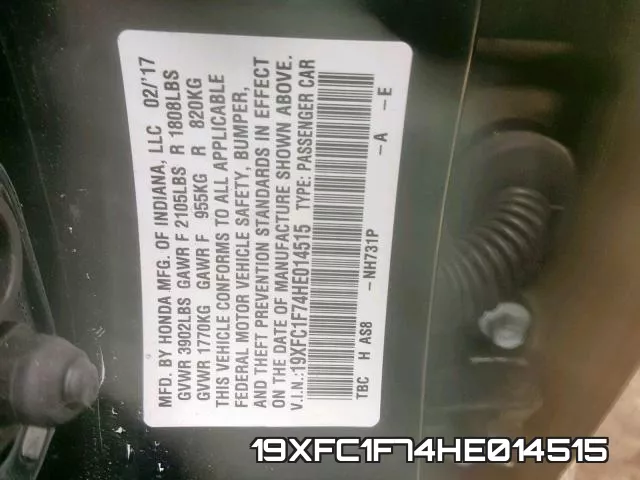19XFC1F74HE014515 фото 2