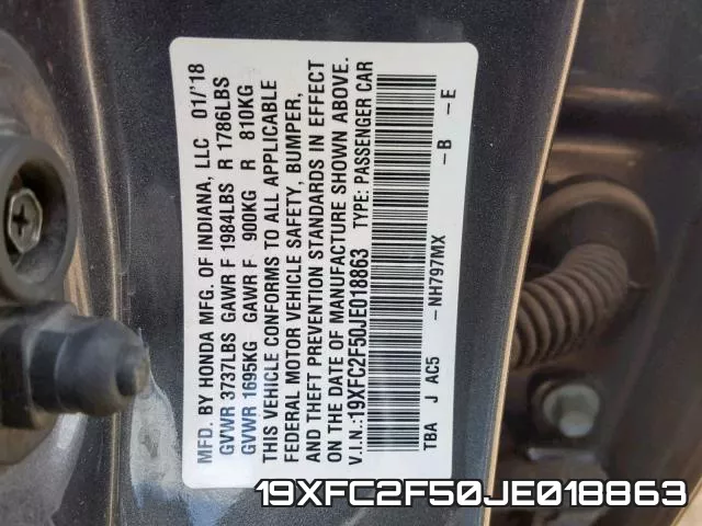 19XFC2F50JE018863 фото 2