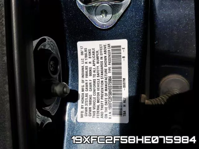 19XFC2F58HE075984 фото 2