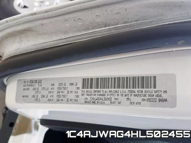 1C4AJWAG4HL502455 фото 2