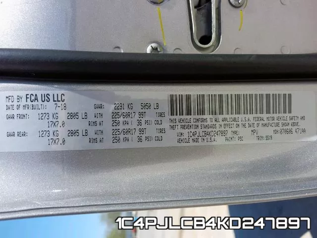 1C4PJLCB4KD247897 фото 2