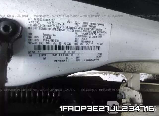 1FADP3E27JL234716 фото 9