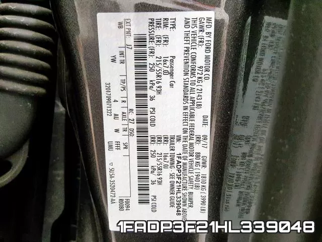 1FADP3F21HL339048 фото 2