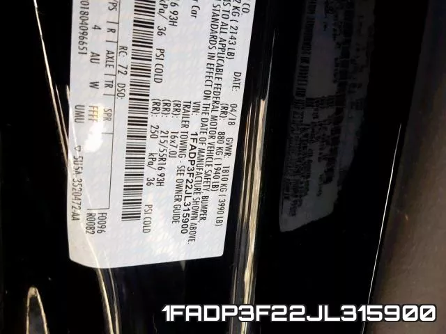 1FADP3F22JL315900 фото 2