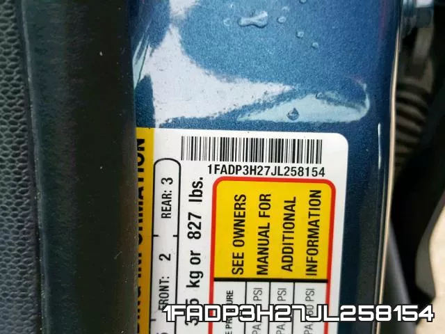 1FADP3H27JL258154 фото 2