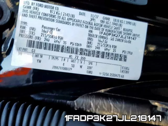 1FADP3K27JL218147 фото 2