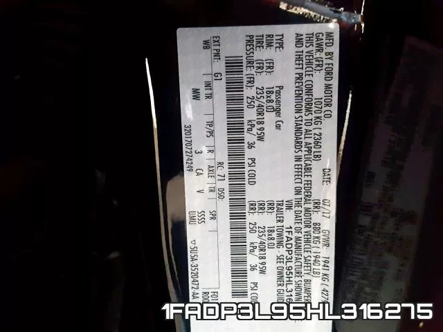 1FADP3L95HL316275 фото 2