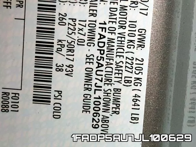 1FADP5AU7JL100629 фото 2