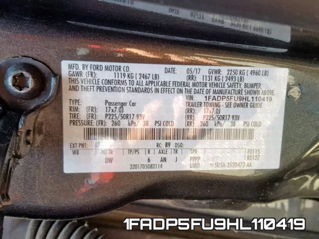 1FADP5FU9HL110419 фото 2