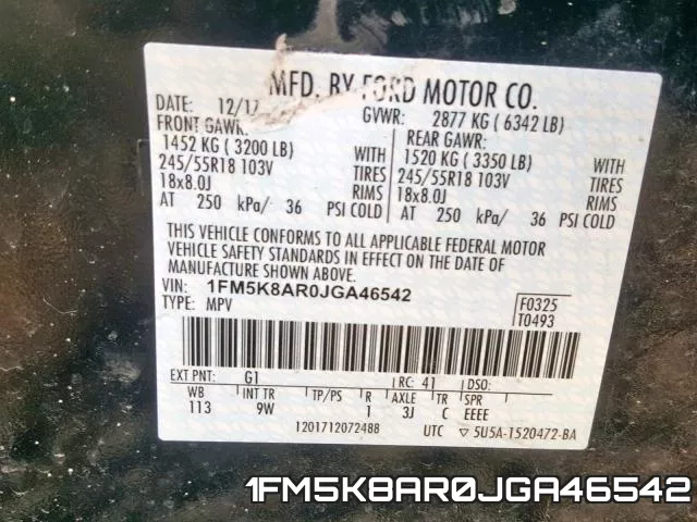 1FM5K8AR0JGA46542 фото 2