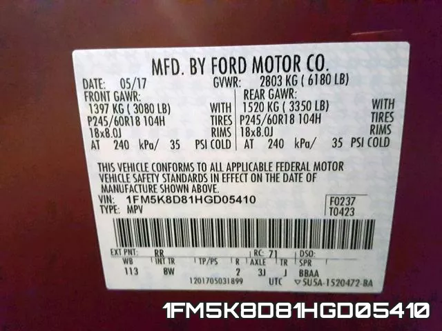 1FM5K8D81HGD05410 фото 2