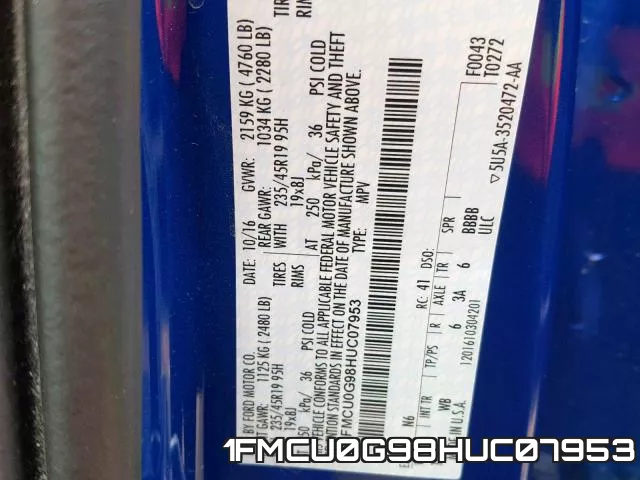 1FMCU0G98HUC07953 фото 2