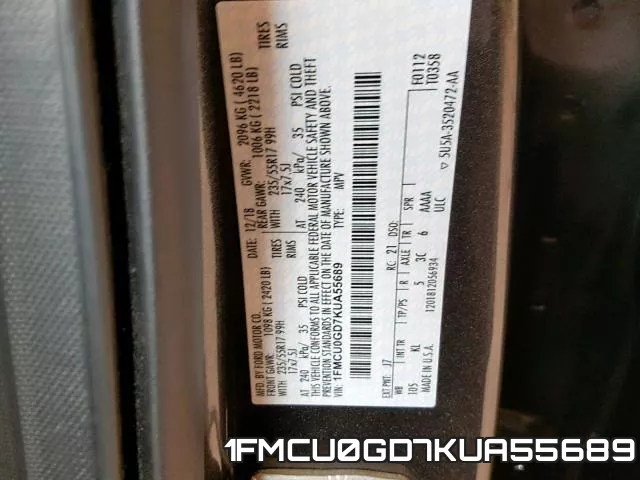 1FMCU0GD7KUA55689 фото 2