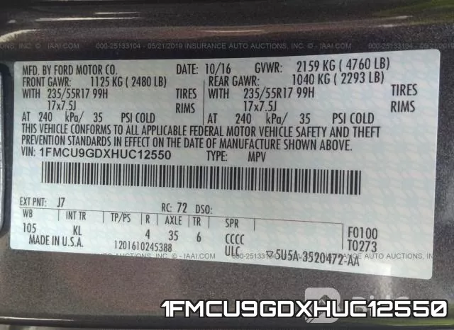 1FMCU9GDXHUC12550 фото 10