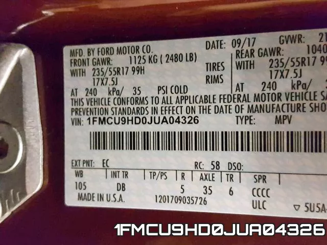 1FMCU9HD0JUA04326 фото 2