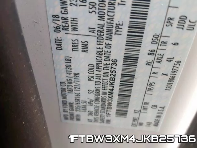 1FTBW3XM4JKB25736 фото 2