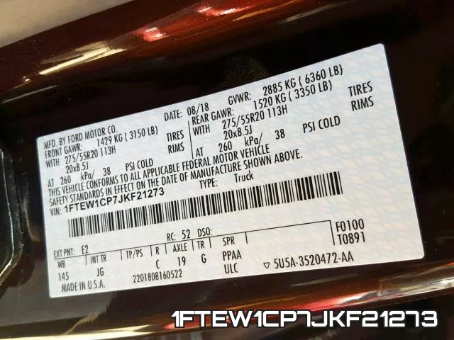 1FTEW1CP7JKF21273 фото 2